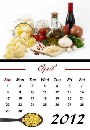 Monthly Pasta Calendar. April 2012の写真素材