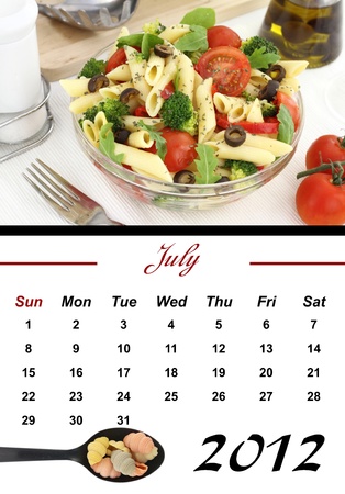 Monthly Pasta Calendar. July 2012の写真素材