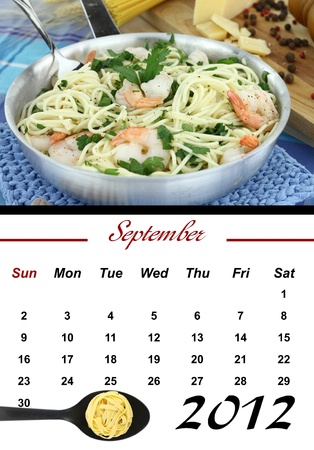 Monthly Pasta Calendar. September 2012の写真素材