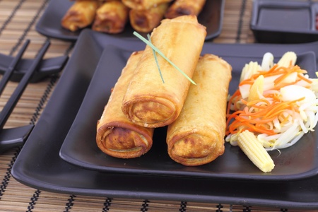 Spring rolls on a plate の写真素材