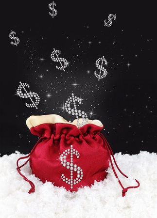 Money symbol come out from a sackの写真素材