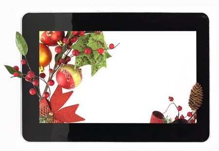 Decorative Christmas digital tablet frameの写真素材