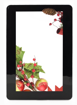 Decorative Christmas digital tablet frameの写真素材