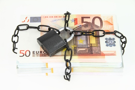 Locked money on white background