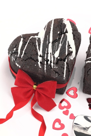 Chocolate souffle heart の写真素材