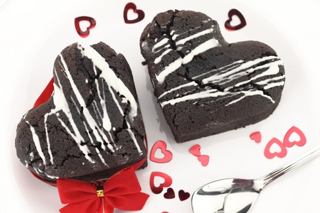 Chocolate souffle heart の写真素材