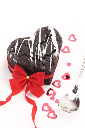 Chocolate souffle heart の写真素材