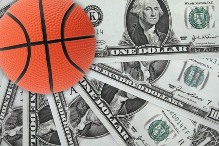 Basket and moneyの写真素材