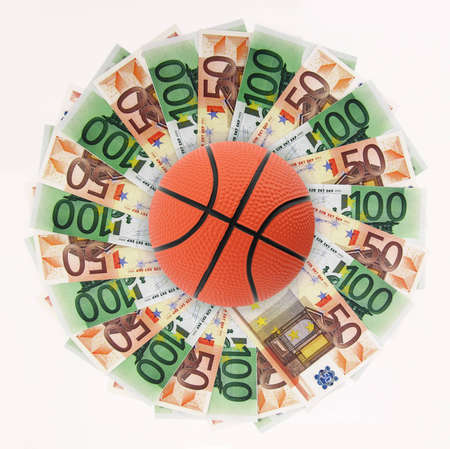 Basket and moneyの写真素材