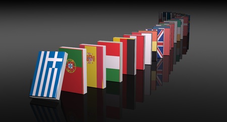 European crisis 3d dominoの写真素材