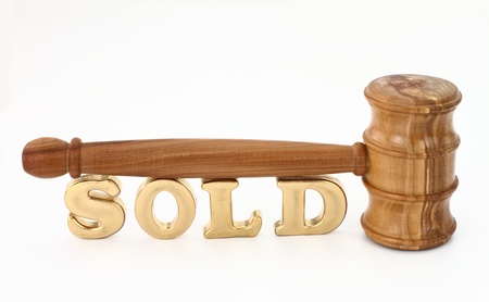 Auction concept with wooden gavelの写真素材