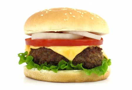 Delicious grilled burger on wheat bunsの写真素材