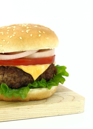 Delicious grilled burger on wheat bunsの写真素材