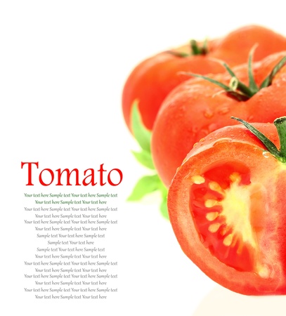 Fresh tomatoes isolated on whiteの写真素材