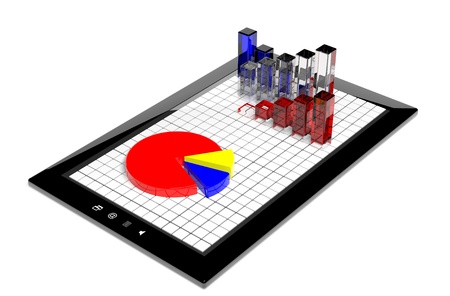 Business graph and pie chart on tabletの写真素材