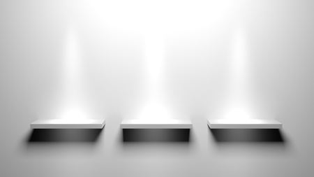3d Empty book shelves for exhibitの写真素材