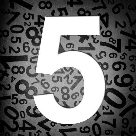 Number five on fabric texture background