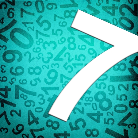 Number seven on fabric texture background