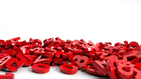 Fallen 3d numbers on white backgroundの写真素材