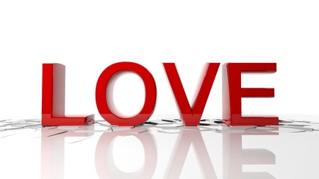 3d letters forming word love breaks the floor の写真素材