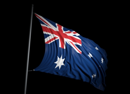 Australian  flag on black backgroundの写真素材
