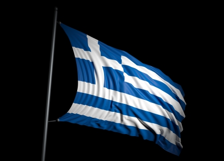 Greek  flag on black backgroundの写真素材