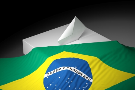 Ballot box with the flag of Brazilの写真素材