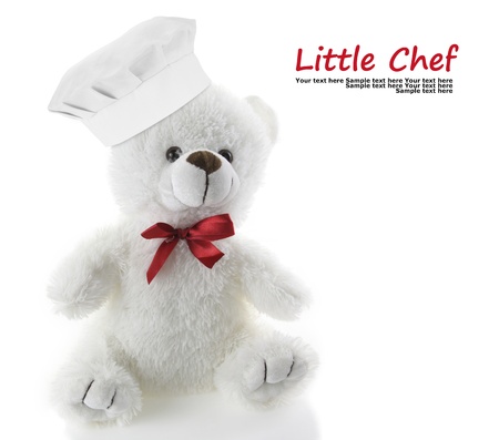 Classic teddy bear with chef hatの写真素材