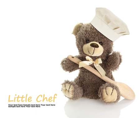 Classic teddy bear with chef hatの写真素材