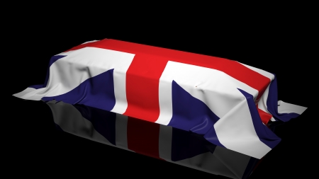 Coffin covered with the flag of UK