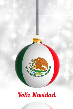 Merry Christmas from Mexico. Christmas ball with flagの写真素材