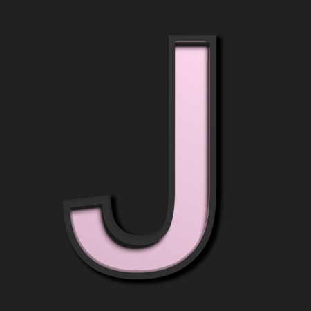 Pastel uppercase letter "J", on black backgroundの写真素材