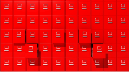 Archive red cabinets 3D renderの写真素材