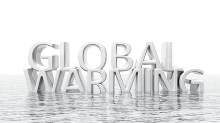 Sinking Global Warming 3D text ecological concept isolatedの写真素材