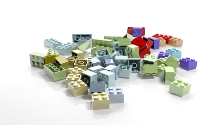 Pile of blocks isolated on white background 