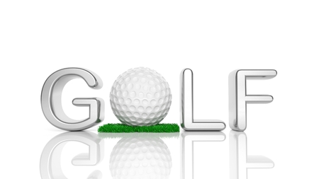 3D "Golf" text with ball for "O" isolatedの写真素材