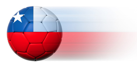 Soccer ball with Chilean flag in motion isolatedの写真素材