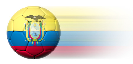 Soccer ball with Ecuadorian flag in motion isolated の写真素材