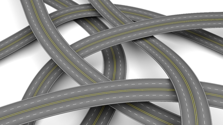 Abstract 3d illustration of multiple crossroadsの写真素材
