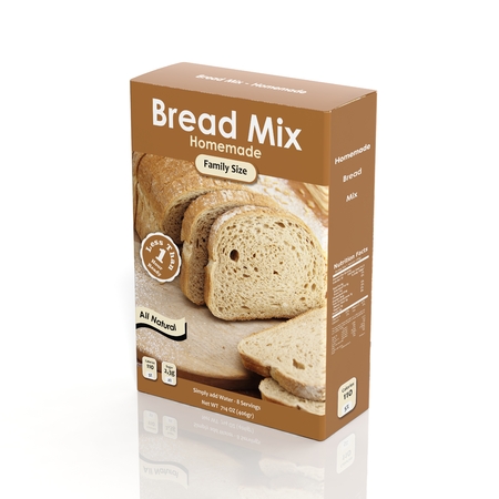 3D Bread Mix paper package isolated on whiteの写真素材
