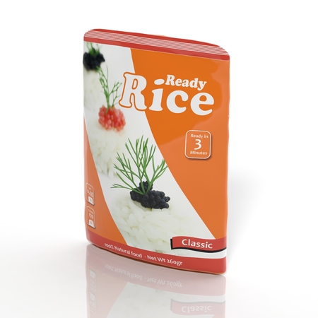 3D Rice packet isolated on whiteの写真素材