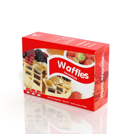 3D Waffles paper package isolated on whiteの写真素材