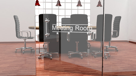 Interior of a modern office meeting room with crystal doorsの写真素材