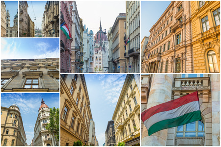 Budapest Hungary sightseeing collageの写真素材