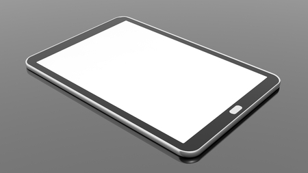 Tablet blank screen template, isolated on black background.の写真素材