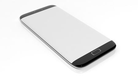 Smartphone blank screen template, isolated on white background.の写真素材