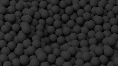 3D black  spheres pile, isolated on white with copy-spaceの写真素材