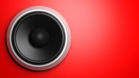 Speaker, isolated on red background with copy-spaceの写真素材