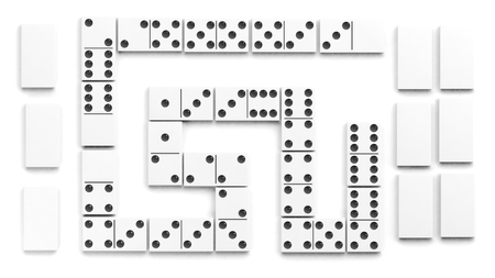 White domino tiles set, isolated on white backgroundの写真素材