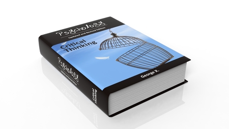 Hardcover book Psychology with illustration on cover, isolated on white background.